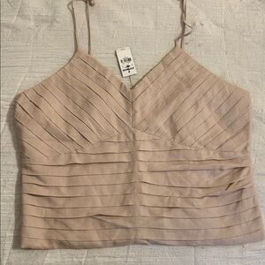 Express Taupe Smocked Strappy Top